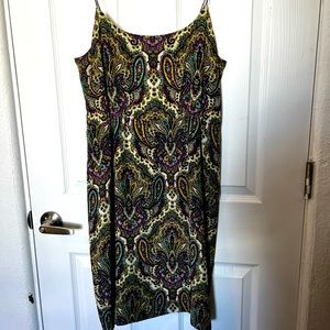 Silk J. Crew Mardi Gras Paisley Dress, Size 8
